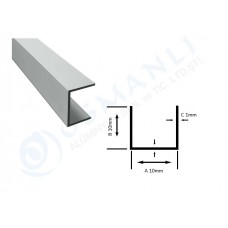 Alüminyum U profil  10mm  x 8mm   x10mm   x1mm